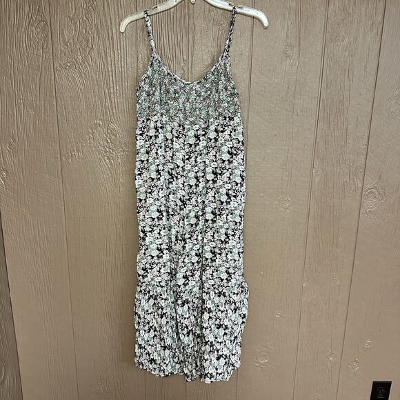 Natural Life Women's Journey Boho Black Floral Jumpsuit Size XS/S Pockets Summer - Picture 1 of 7